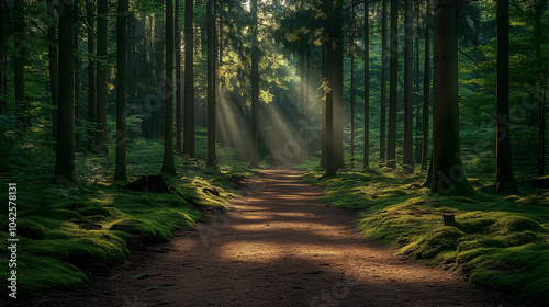 Serene forest path illumina...