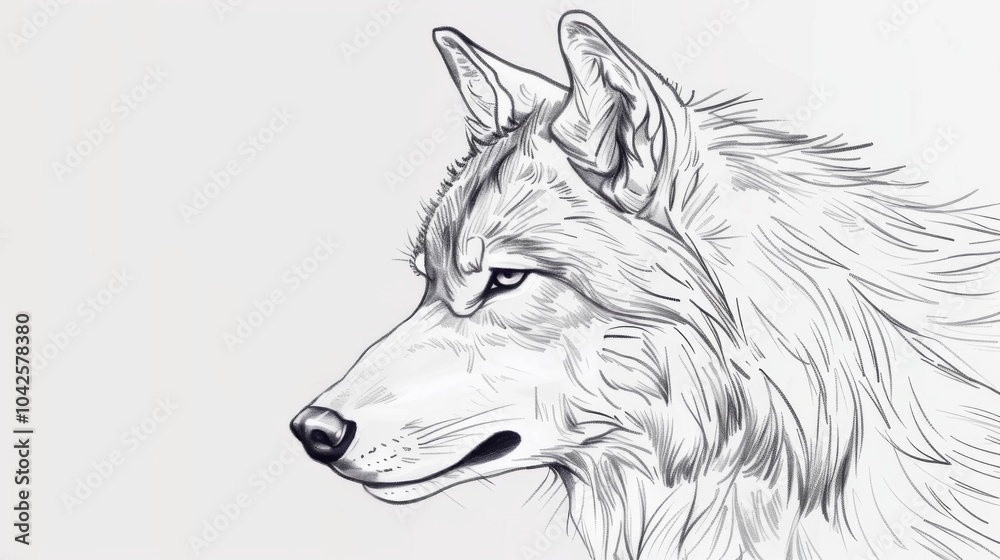 Naklejka premium Detailed Wolf Illustration on Clean White Background