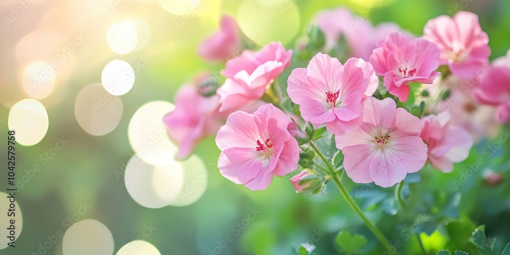 Pink geranium flowers in full bloom Pink geranium flowers in full bloom