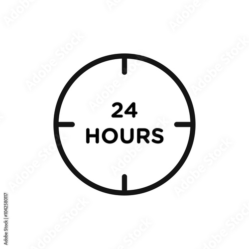 24 hours icon Flat art illustration in outline