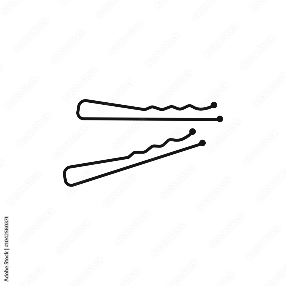 Bobby pin icon Flat art illustration in outline Bobby pin icon Flat art illustration in outline