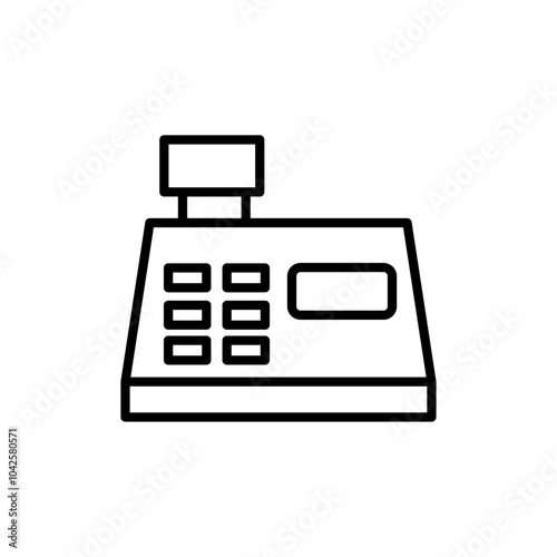 Cash register icon Flat art illustration in outline