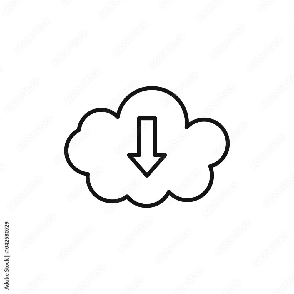 Cloud upload icon Flat art illustration in outline Cloud upload icon Flat art illustration in outline