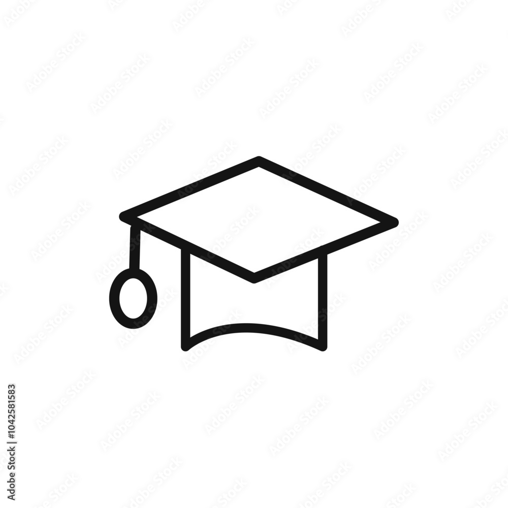 Graduation cap icon Flat art illustration in outline Graduation cap icon Flat art illustration in outline