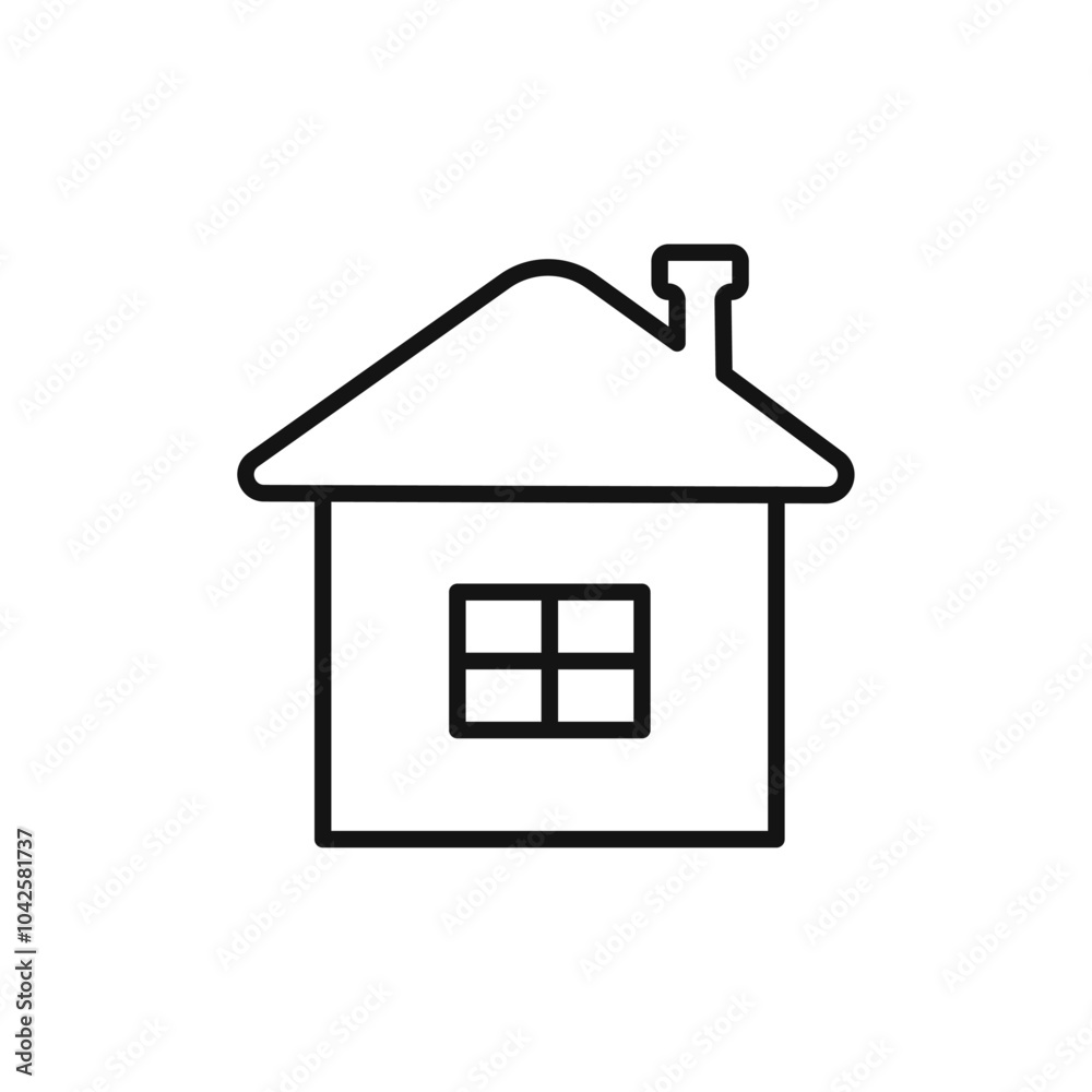 Home icon Flat art illustration in outline Home icon Flat art illustration in outline
