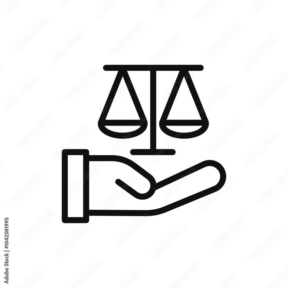 Law icon Flat art illustration in outline Law icon Flat art illustration in outline