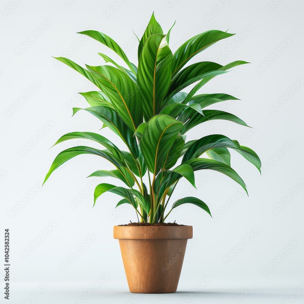 3D Cartoon Plant in Pot with Vibrant Green Leaves 3D Cartoon Plant in Pot with Vibrant Green Leaves