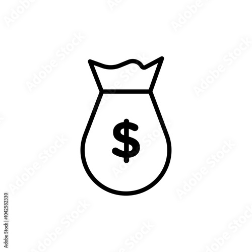 Money bag icon Flat art illustration in outline