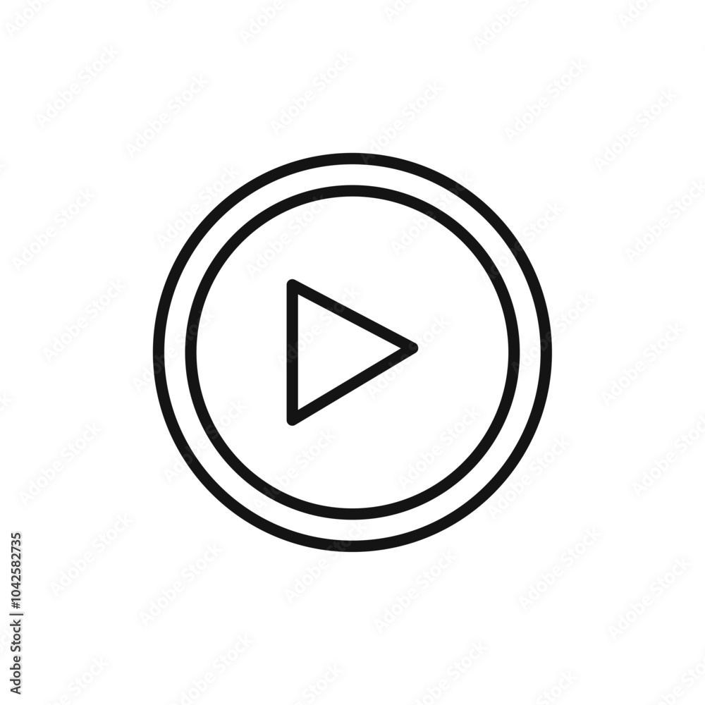 Play Button icon Flat art illustration in outline Play Button icon Flat art illustration in outline