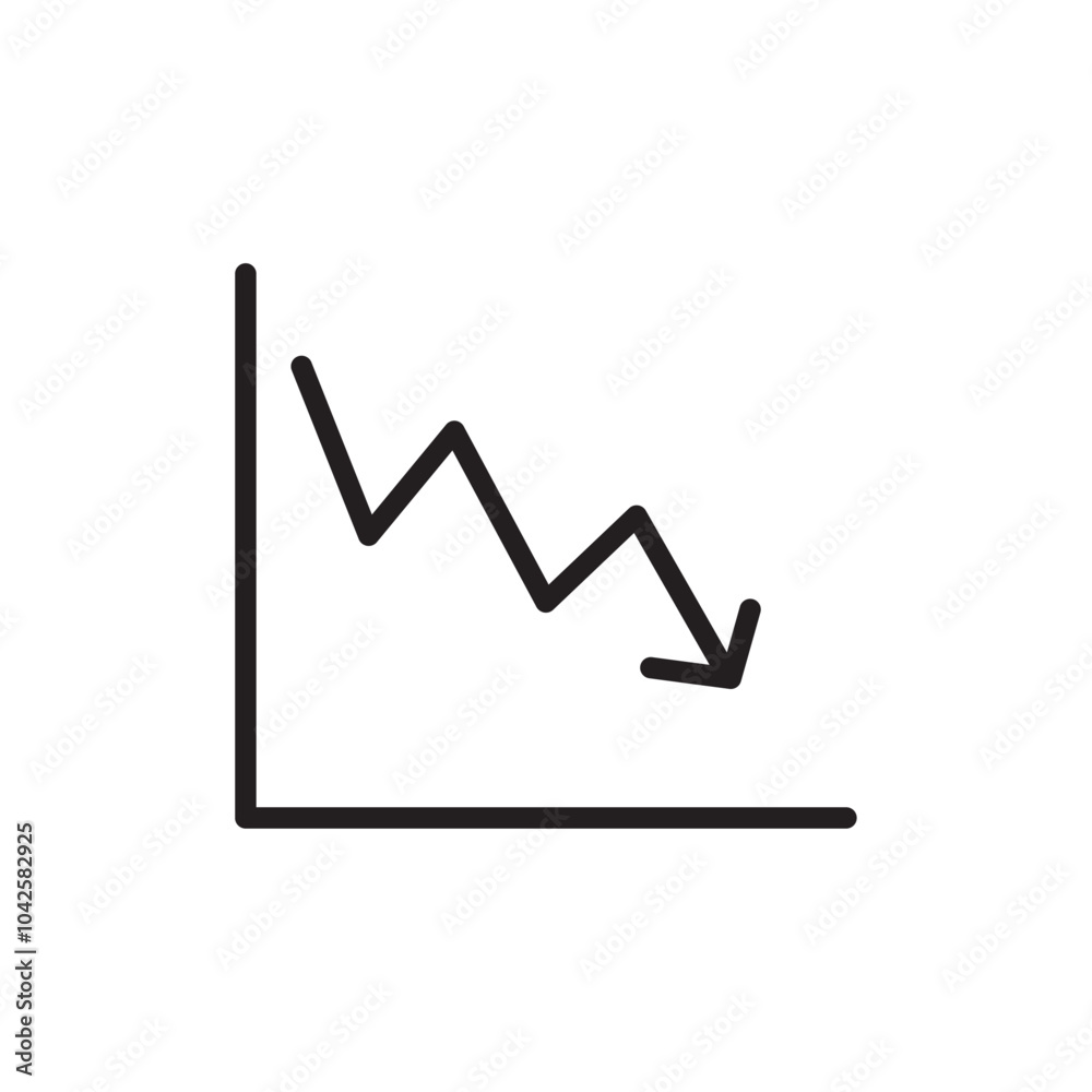 Reduction chart icon Flat art illustration in outline Reduction chart icon Flat art illustration in outline