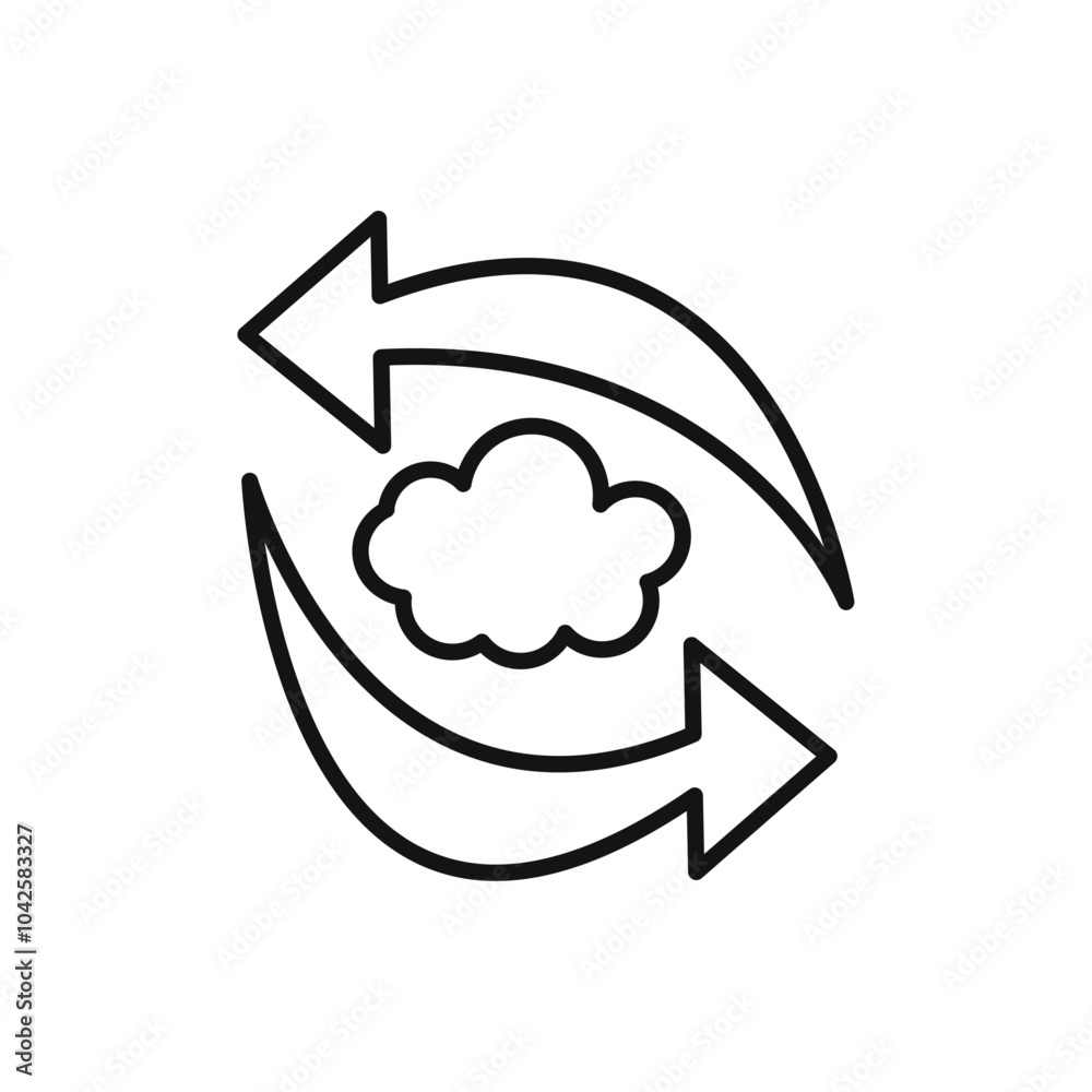 Synchronization icon Flat art illustration in outline Synchronization icon Flat art illustration in outline