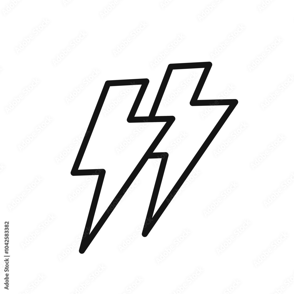 Thunder bolt icon Flat art illustration in outline Thunder bolt icon Flat art illustration in outline
