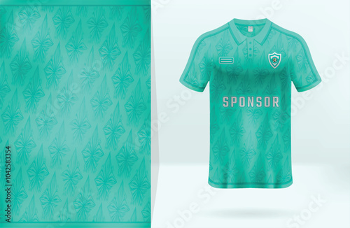 Sports jersey design with a color combination of dark green and light green patterns