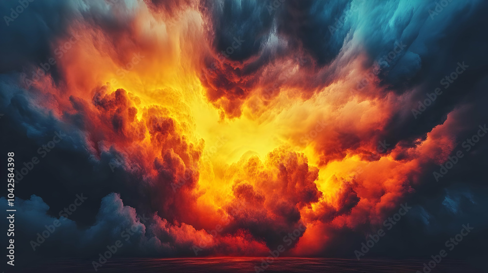 Fototapeta premium Fiery Sky Abstract Background Illustration