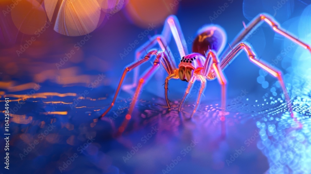 Fototapeta premium Minimalist 3D Brown Spider on Abstract Background