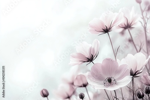 Delicate pink flowers against a soft, blurred background.