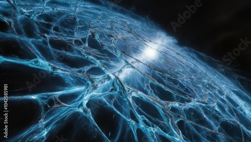 Abstract Blue and Black Cosmic Nebula Background
