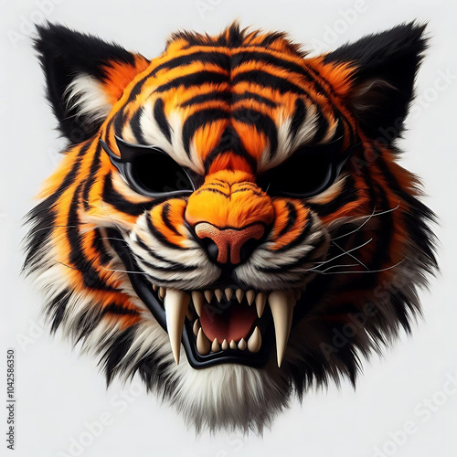 Fantastic leopard with orange eyes. 3D illustration.