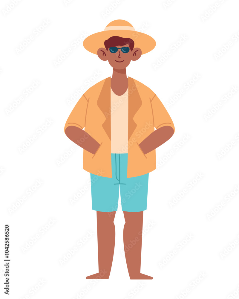 smiling man wearing summer clothes