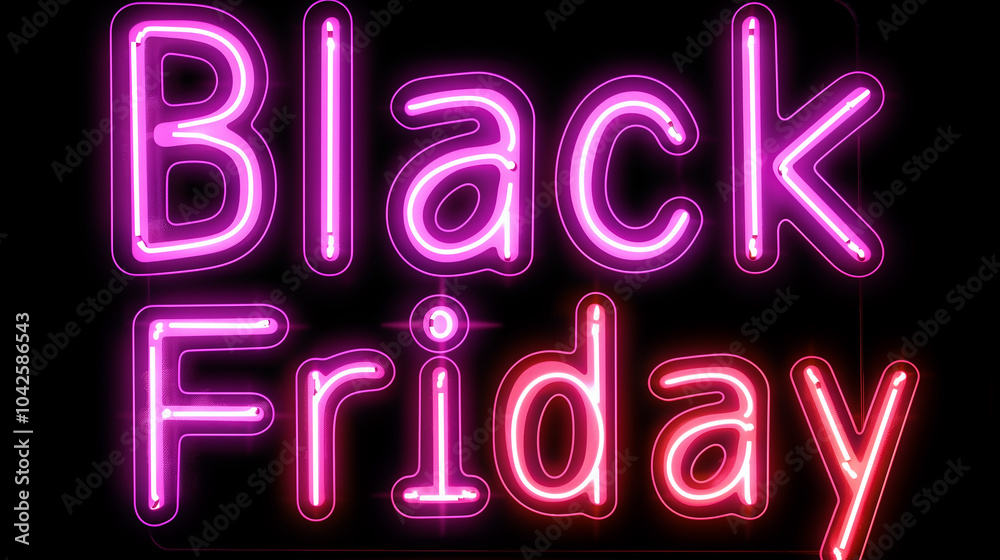 Pink Neon Black Friday Sign on Dark Background Pink Neon Black Friday Sign on Dark Background