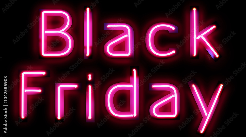 Pink Neon Black Friday Sign on Dark Background