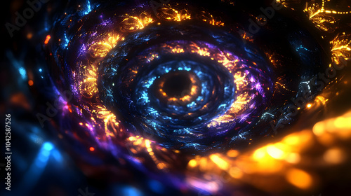 A vibrant, swirling abstrac...