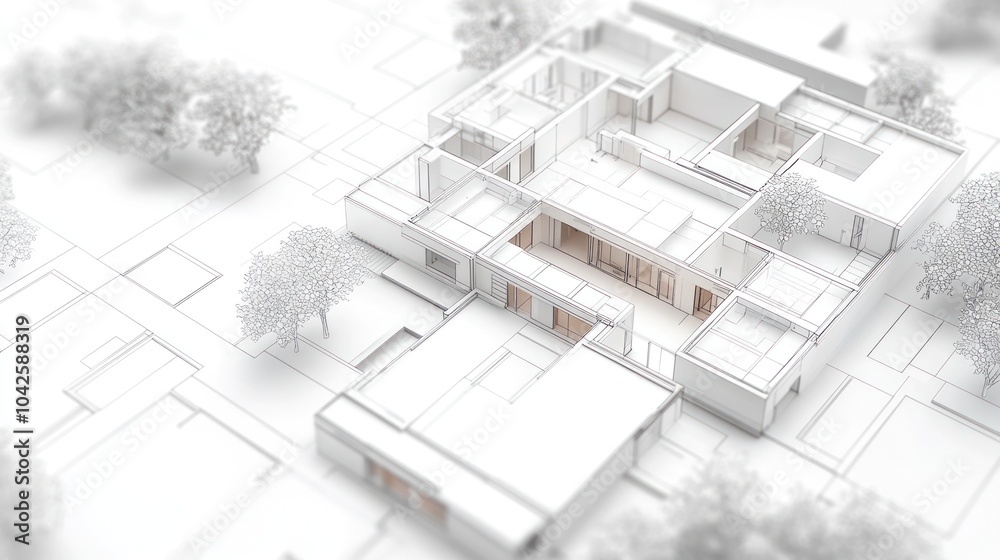 A minimalist architectural model showcasing a modern building design. A minimalist architectural model showcasing a modern building design.
