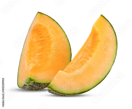 Pieces of Cantaloupe melon isolated on transparent png