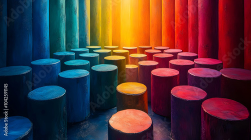 Colorful cylindrical struct...