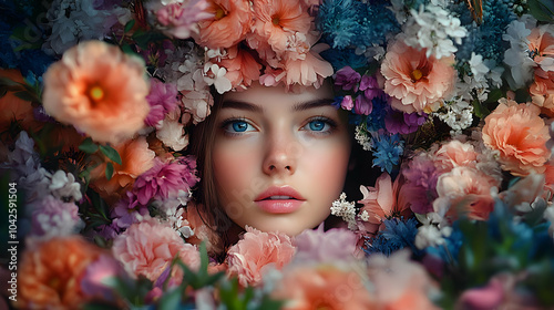 A serene portrait of a youn...