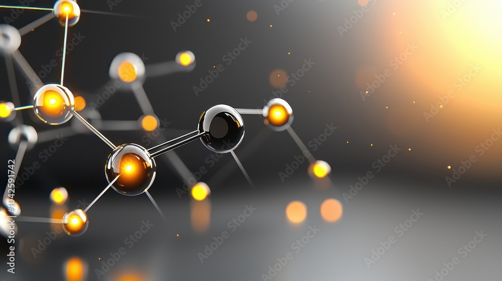 Obraz premium Minimalist abstract tech design with glowing dots connected by simple lines, creating a futuristic look.