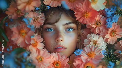 A serene portrait of a youn...
