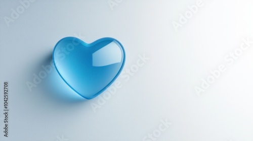 Simple blue heart with a slight shadow, set against a minimalist white backdrop for digital use.