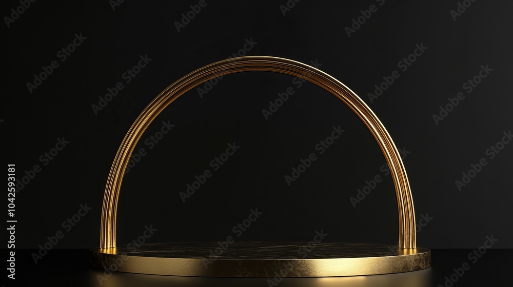 Elegant Gold Podium with Arched Top Elegant Gold Podium with Arched Top