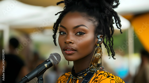 A singer performing with a ...