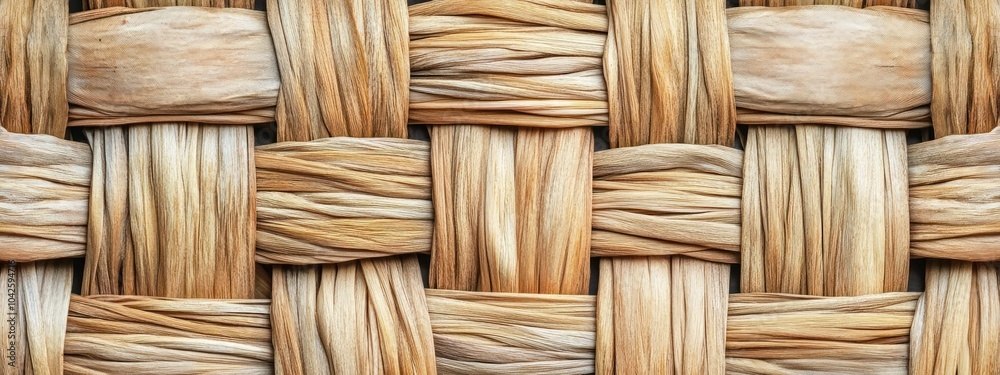A close-up of woven natural fibers creating a textured pattern. A close-up of woven natural fibers creating a textured pattern.