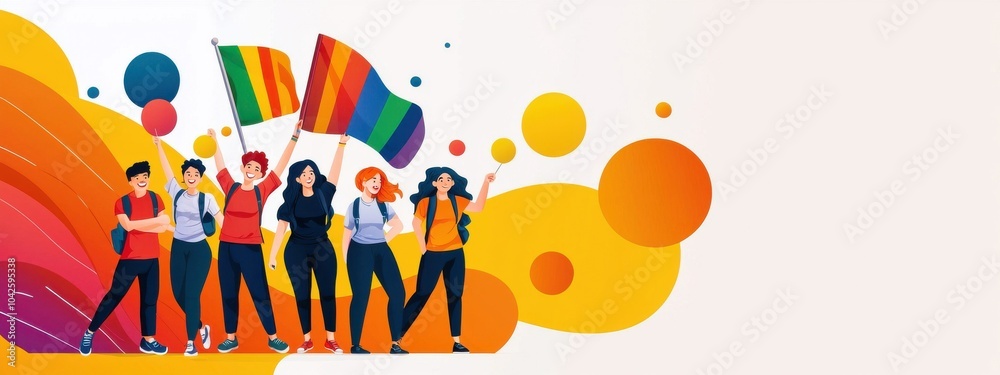 Fototapeta premium Diverse LGBTQ Teenagers Celebrating Together