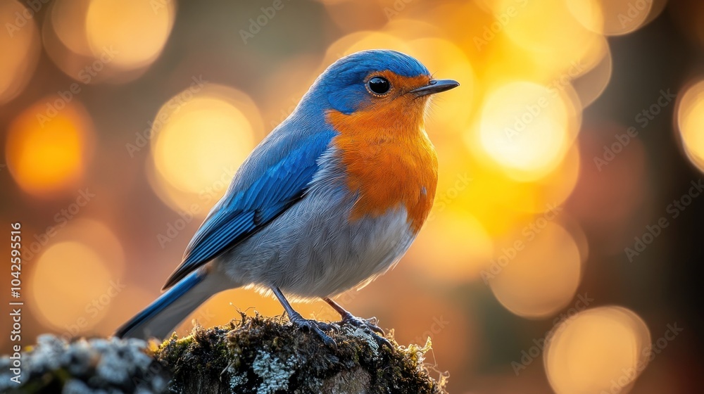Fototapeta premium A vibrant bird perched against a blurred, colorful background.