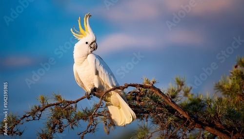 Australian Cockatoo eating in a tree
