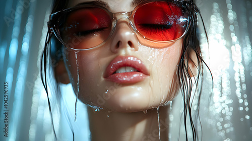 Close-up of a woman with su...