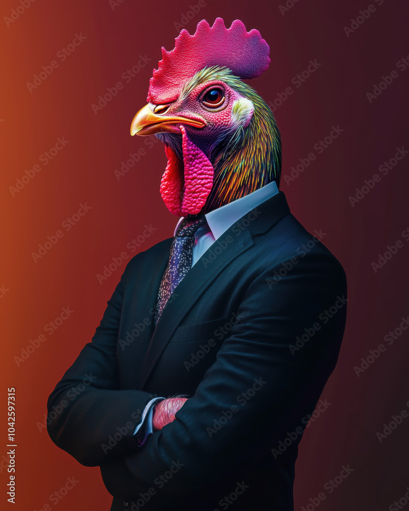 custom made wallpaper toronto digitalBright Vibrant colorful thanksgiving turkey, wearing a black suit and standing for his portrait photo taken for family holiday season
