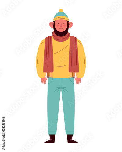 bearded man wearing winter clothes