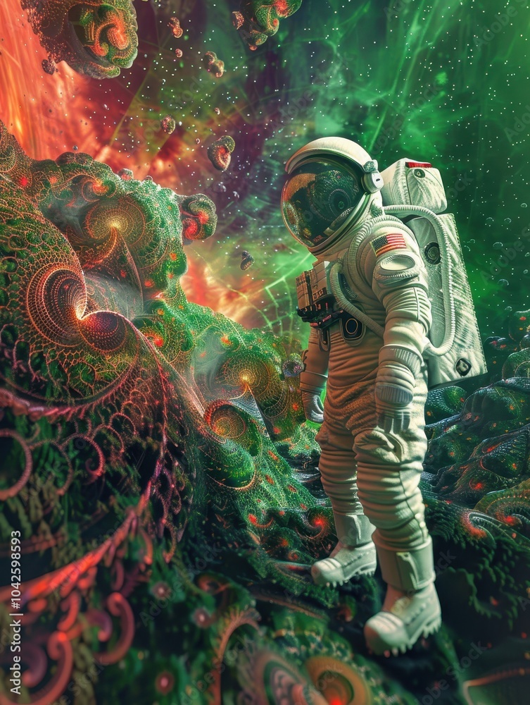 Fototapeta premium Astronaut in Psychedelic Space Landscape
