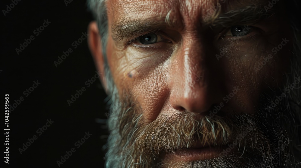 Obraz premium Rugged Middle-Aged Man with Intense Expression