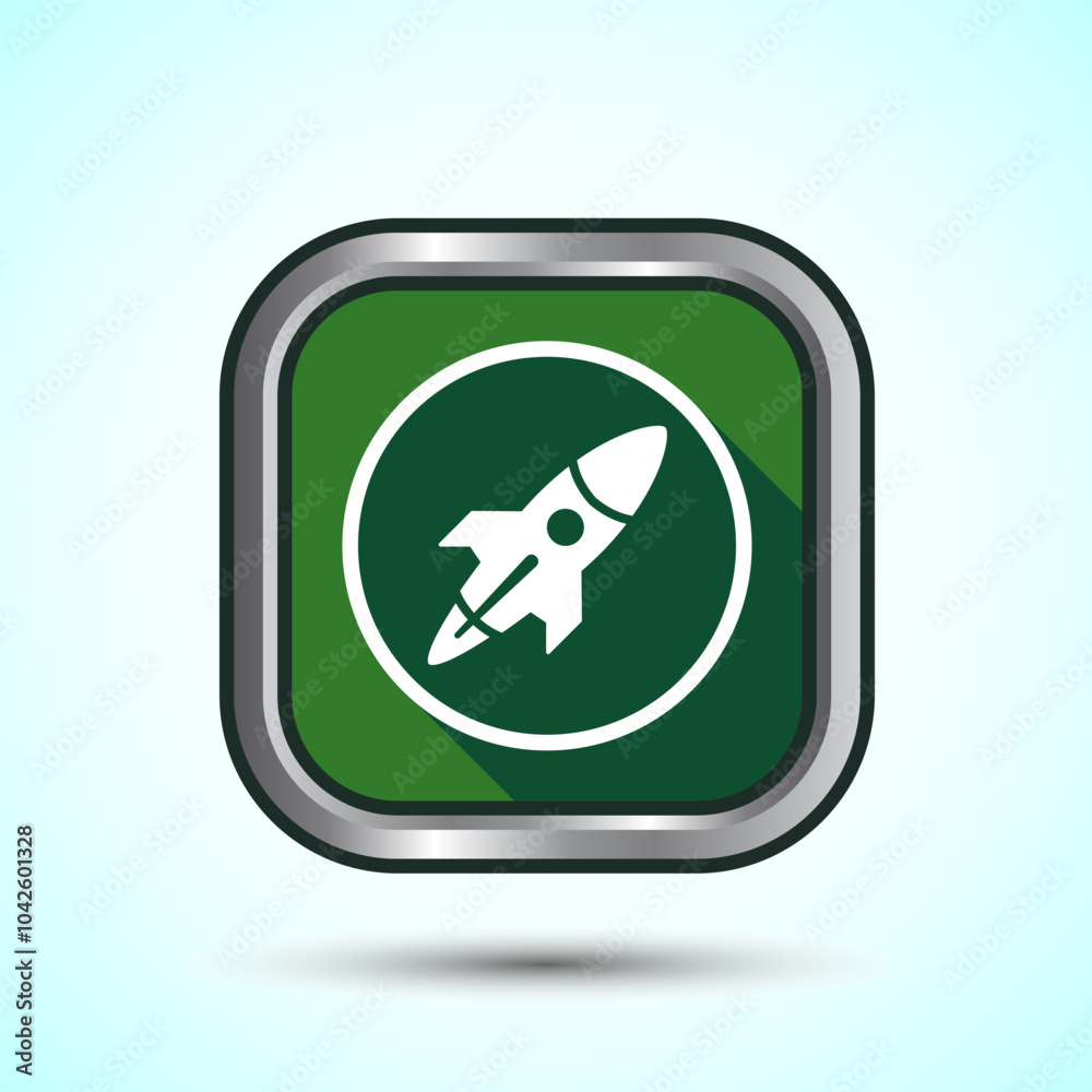 Rocket icon design illustration, Business start up symbol, Rocket launching sign, Green Shadow Button Design Rocket icon design illustration, Business start up symbol, Rocket launching sign, Green Shadow Button Design