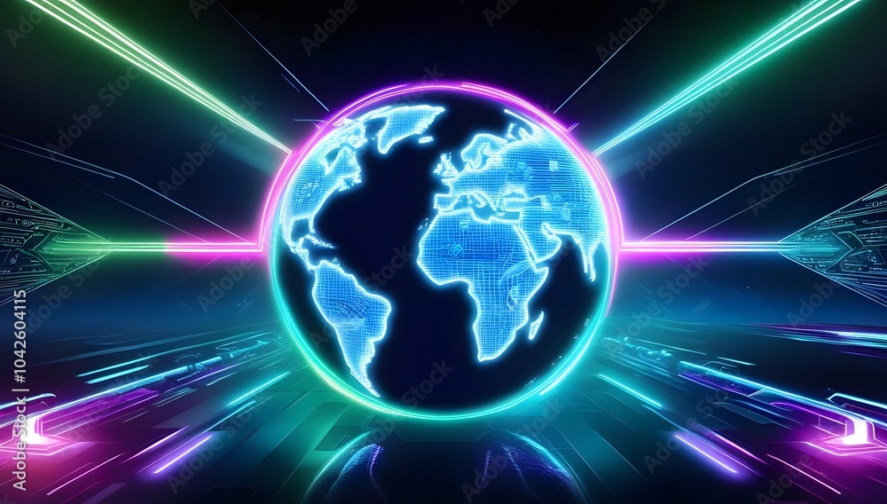 Digital Radiance: The Future of Connectivity
This image showcases a radiant, futuristic Earth enveloped by dynamic neon light waves and digital elements, symbolizing global connectivity. Digital Radiance: The Future of Connectivity
This image showcases a radiant, futuristic Earth enveloped by dynamic neon light waves and digital elements, symbolizing global connectivity.
