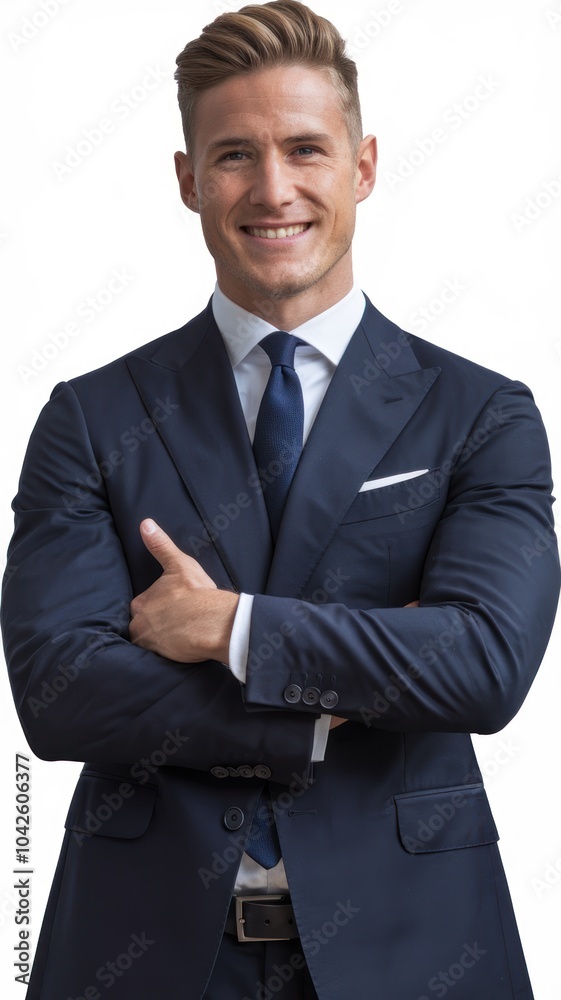 Happy businessman isolated - handsome man standing with crossed arms isolated on white background Happy businessman isolated - handsome man standing with crossed arms isolated on white background