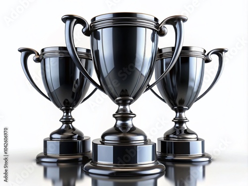 Black Trophy Cup Isolated on White Background for Food Photography and Awards Concepts