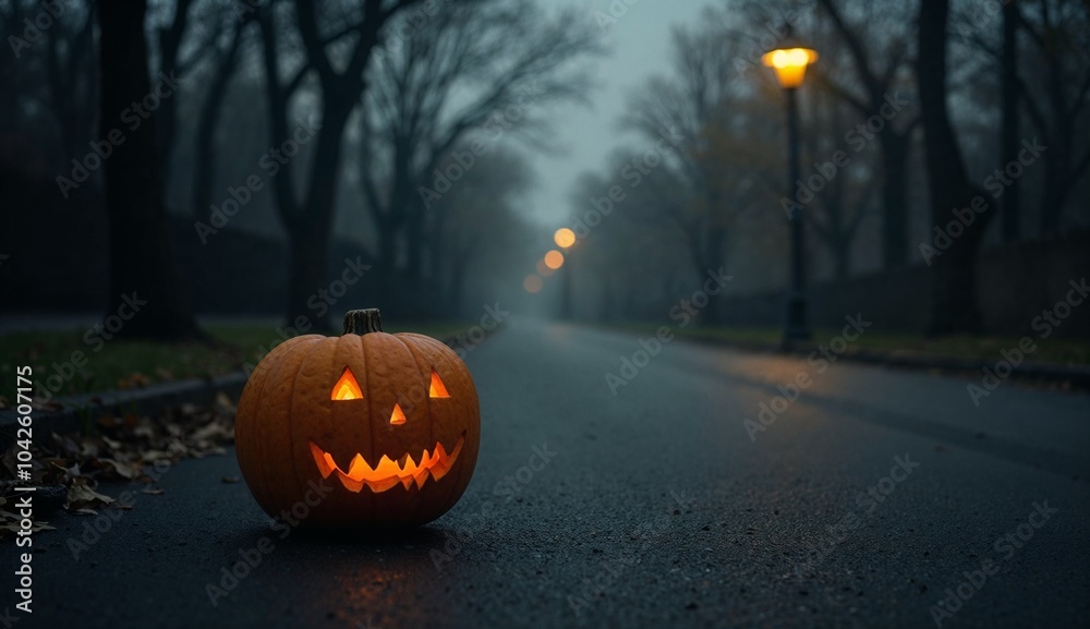 Fototapeta premium halloween pumpkin on a cemetery