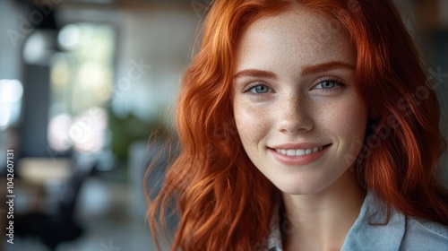Wallpaper Mural A young woman with red hair and freckles smiles at the camera. Torontodigital.ca
